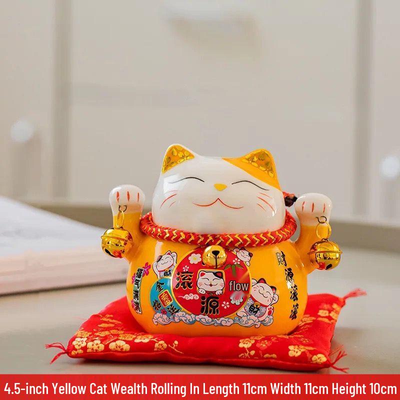 Lucky Cat Ceramic Decor: Creative Japanese Fortune Cat Small Piggy Bank - Ideal Gift for Store Openings