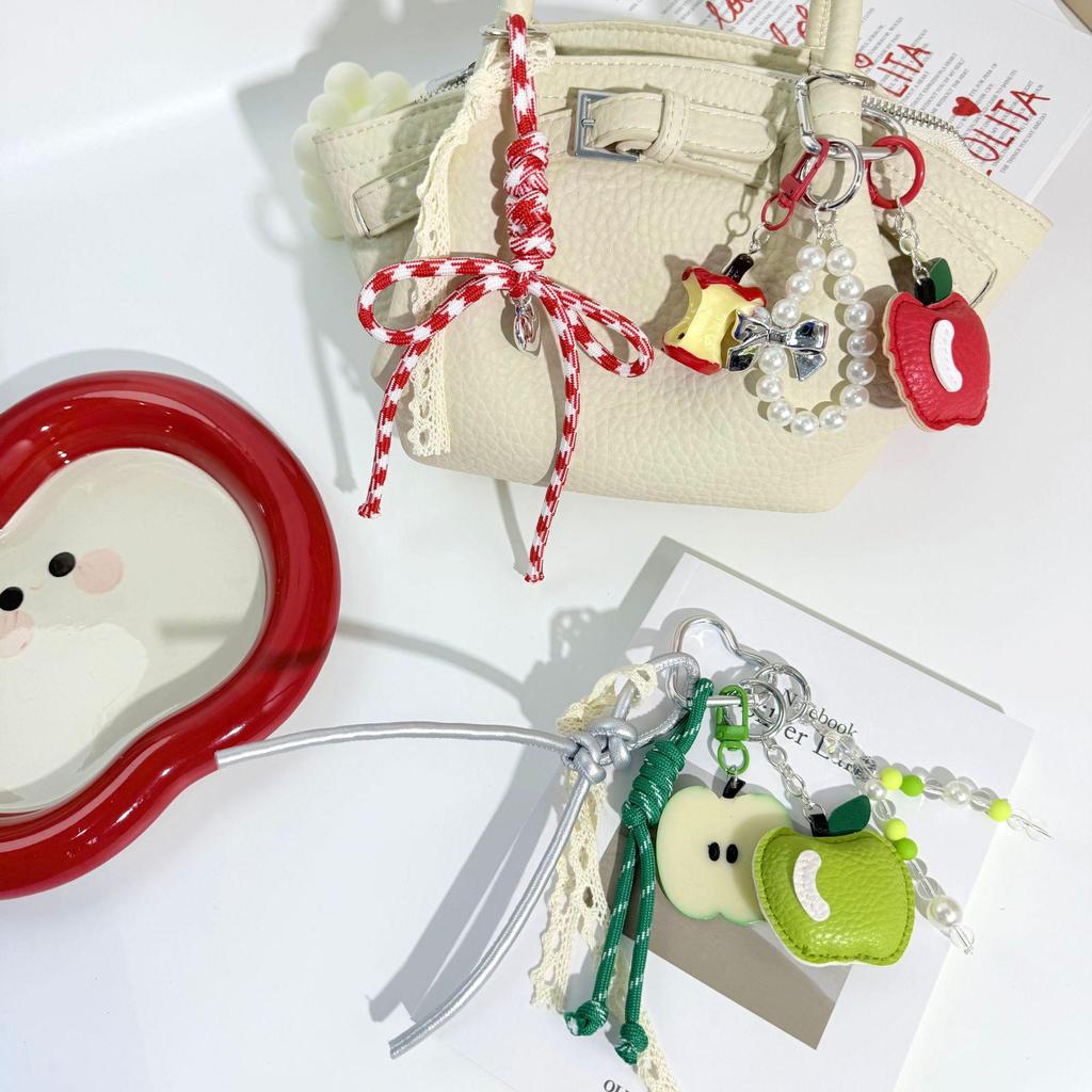 Miu Style Bag Charm: Apple Pendant Keychain & Multifunctional Lanyard Accessories for Couples