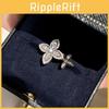 Lucky Clover Open Ring With Zirconia Flower Design For Women Fashion Jewelry