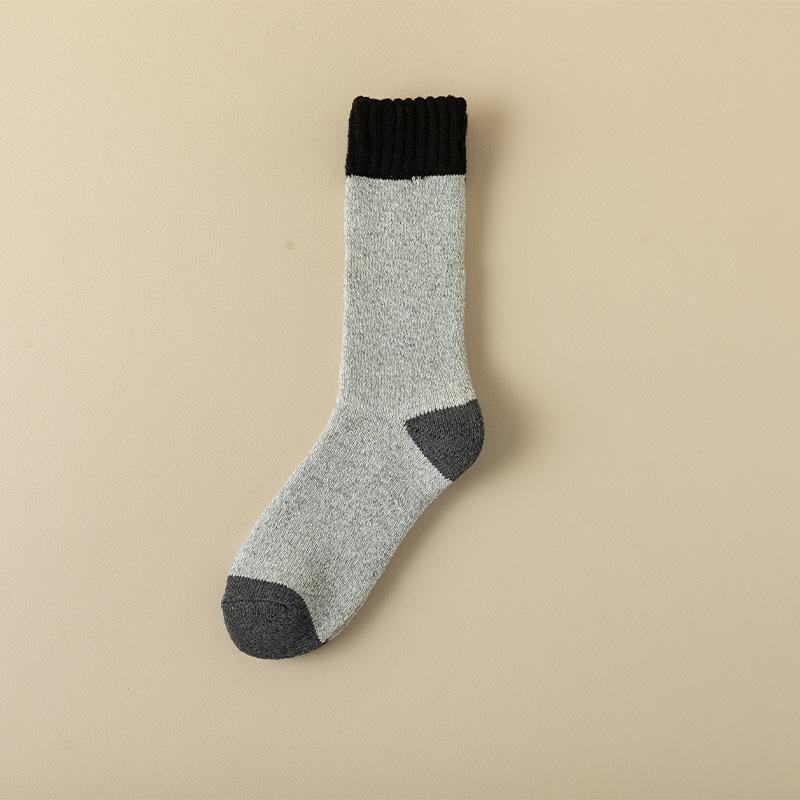3 Pairs of Men's Autumn and Winter Wool Ring Thick Warm Matching Color Extended Stockings
