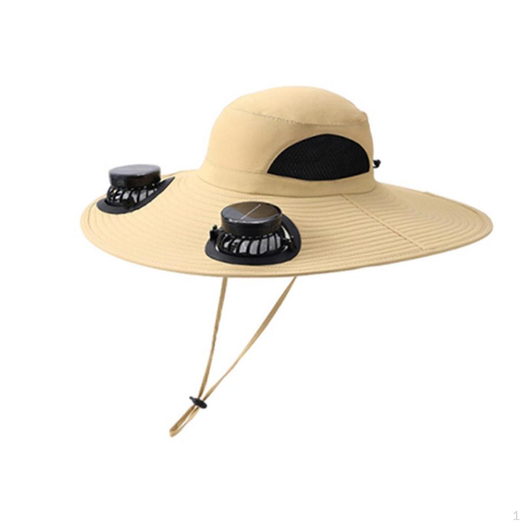 Sun Hat with Fan Breathable Solar Adjustable for Gardeners, Anglers, Gardening, Fishing,