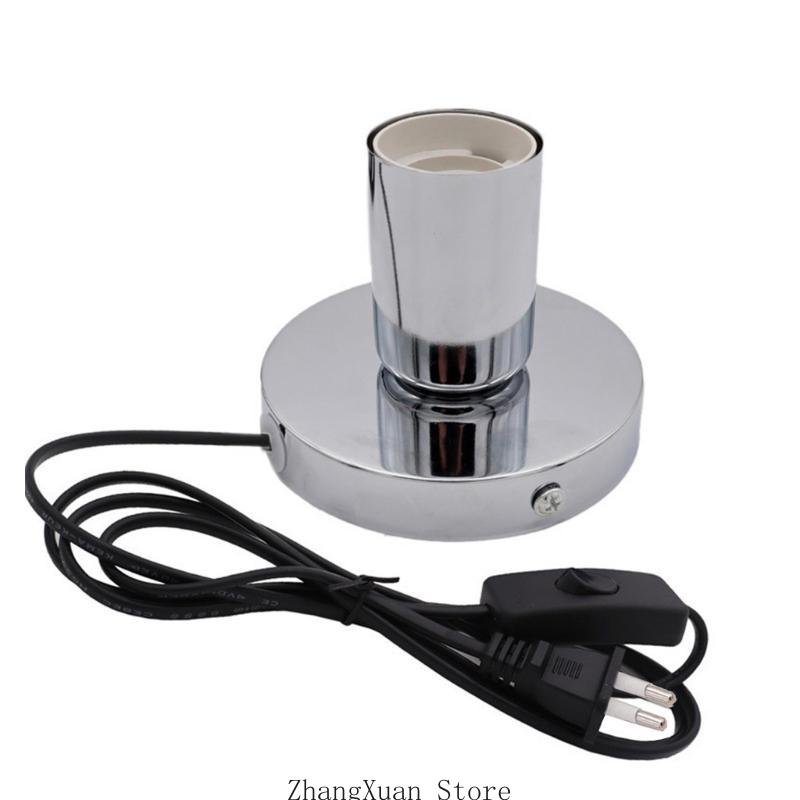 E27 Lamp Socket With 1.8m Cable And Push Button Switches Metal Table Lamp Holder For Home Office Lighting Fixtures 3XUF