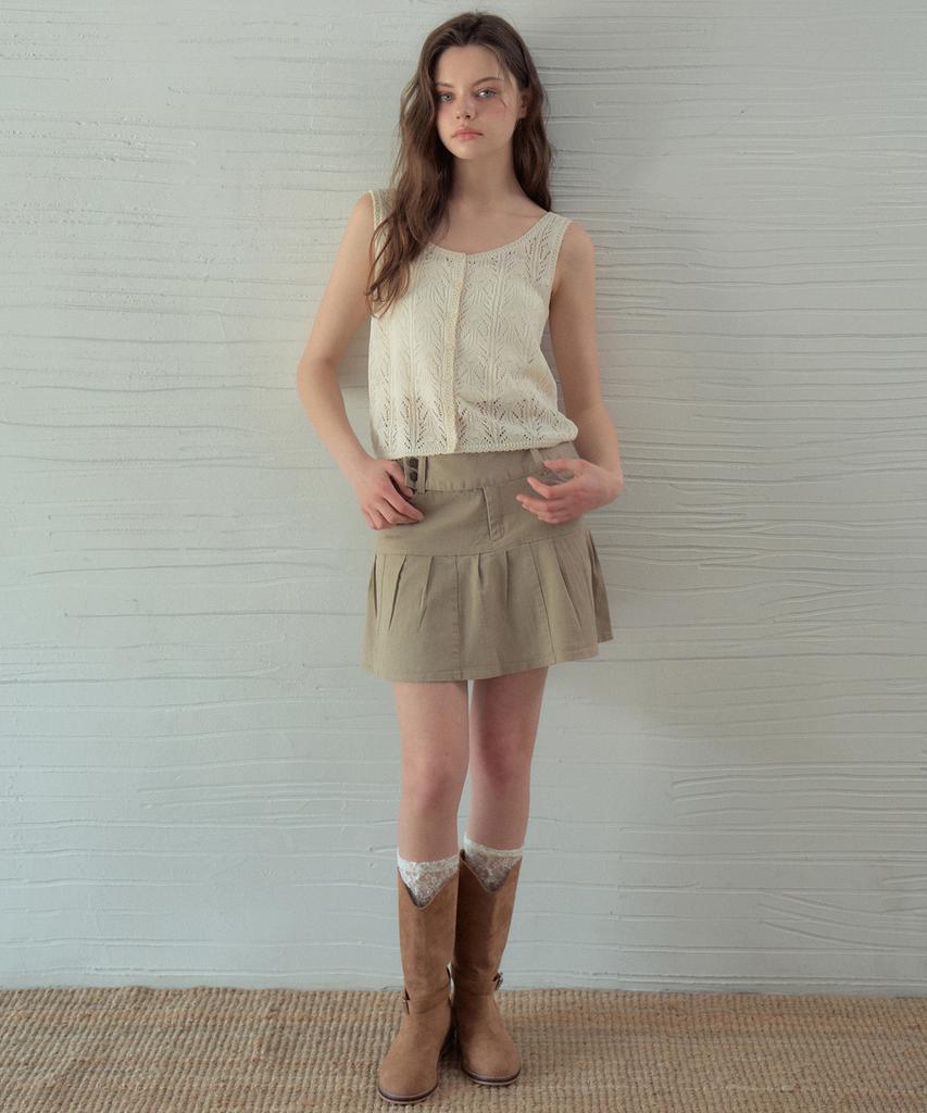 Aueonoseuteljia Twill Cotton Pintuck Skirt_Beige(Oc25-Sk01)