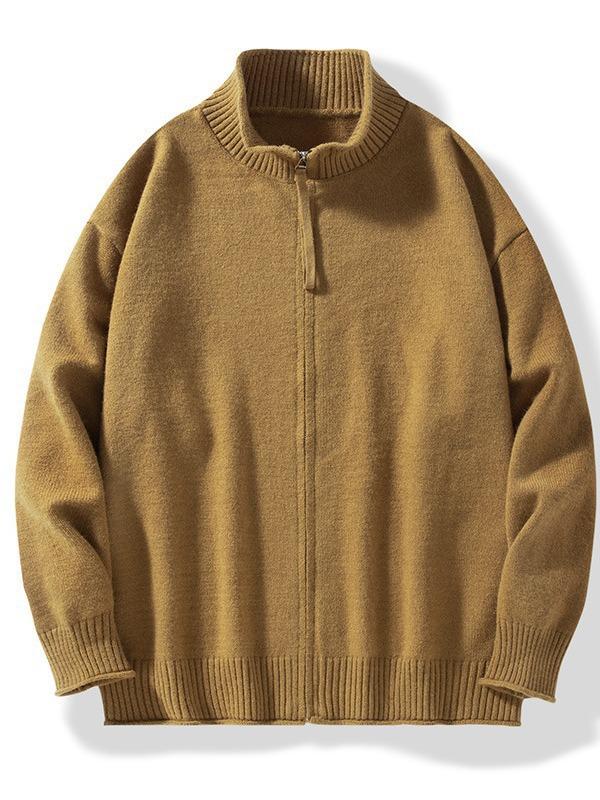 Spring and Autumn Stand Collar Zipper Cardigan New Style Men's Youth Casual Fashion Sweater Solid Color Warm Knitted Sweater