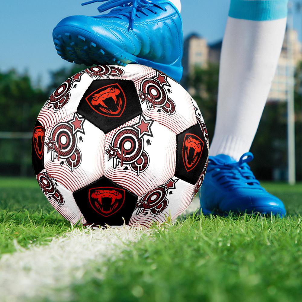 1PC Pop Art Fusion Snake Shield Emblem Soccer Ball Size 5 Football Machine Sewn Indoor/Outdoor Universal Football Gift W47