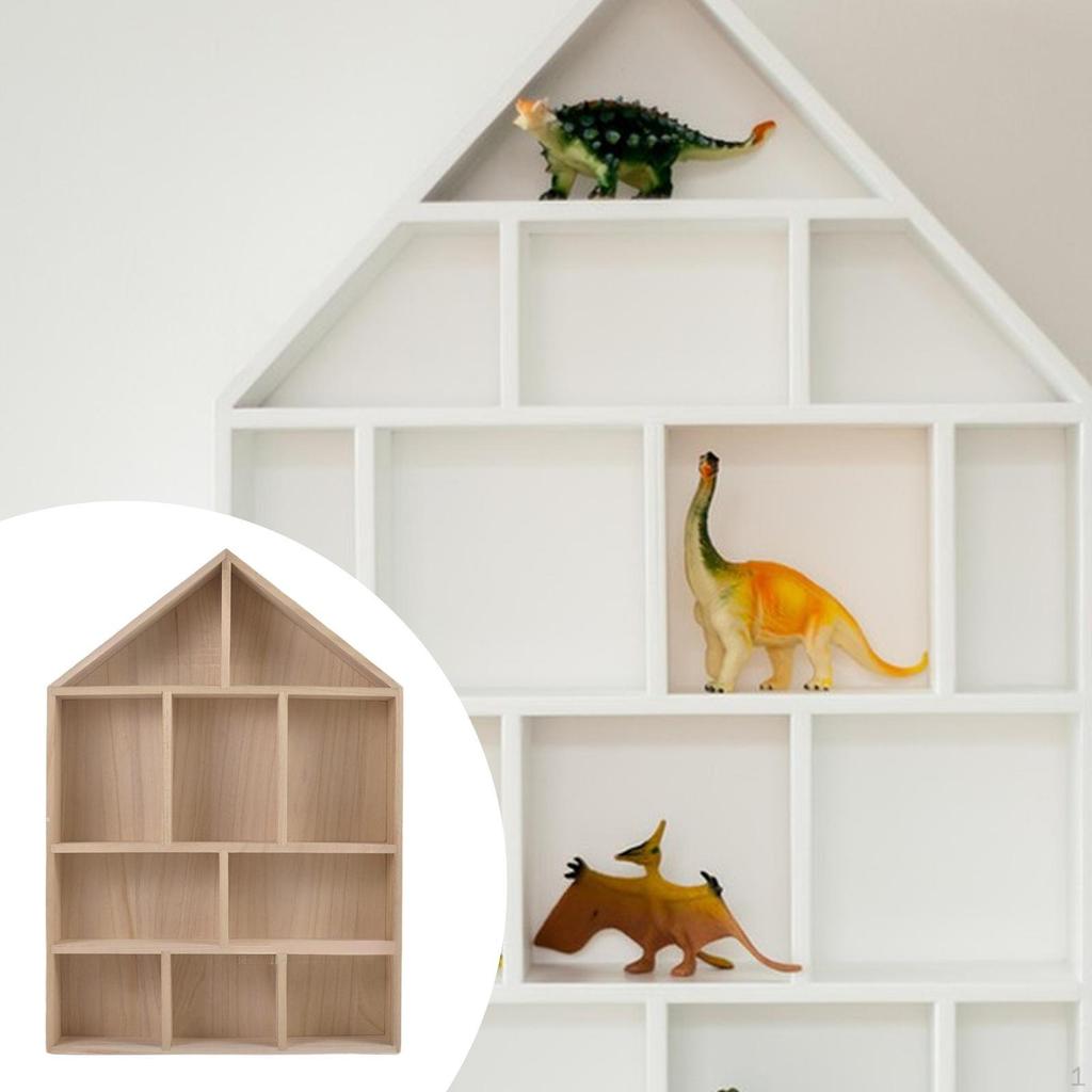 Display Shelf Rack 10 Compartments Vintage Hanging Shelves Wall Mounted for Office