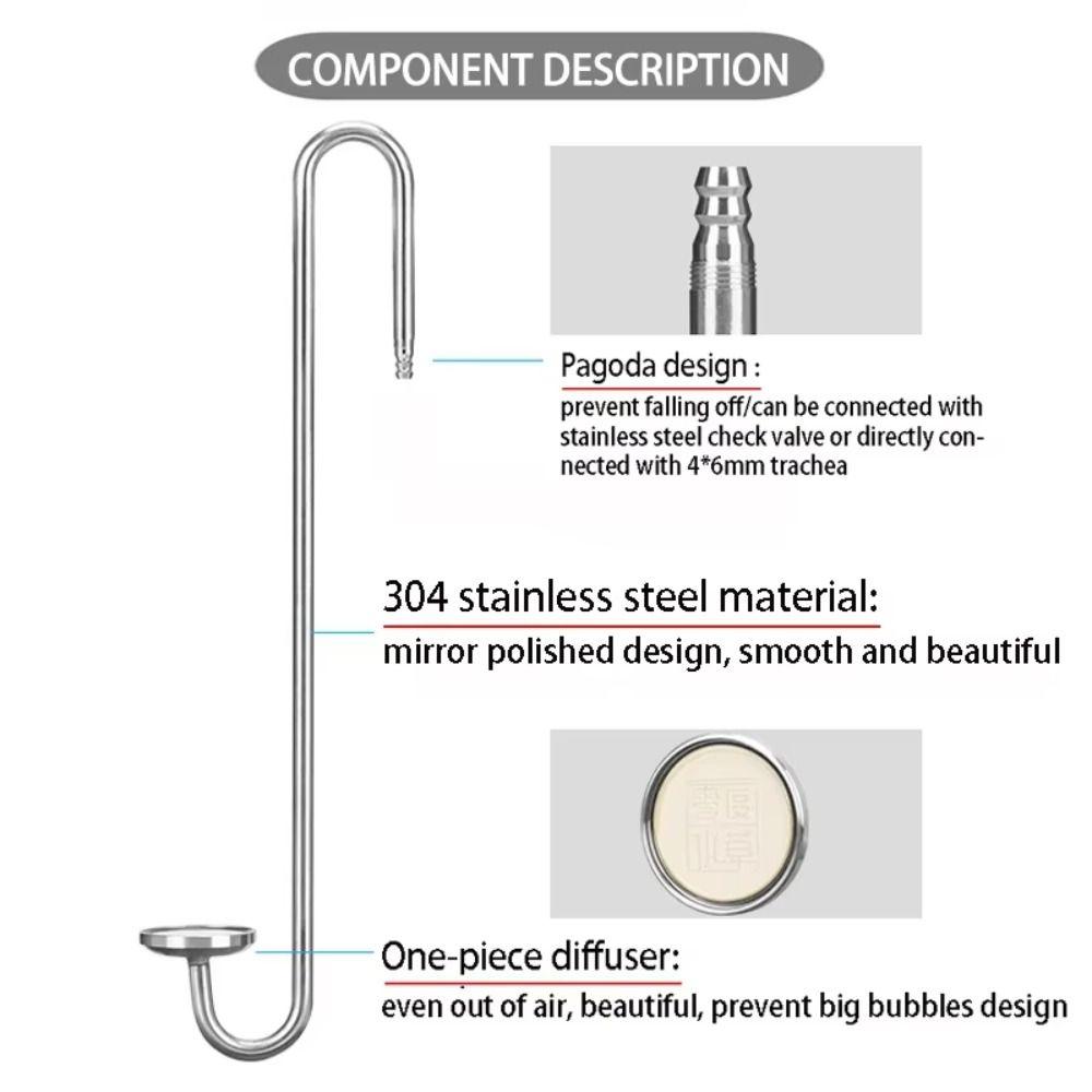 Stainless Steel Aquarium CO2 Diffuser Ceramic Disc Pagoda Shape Interface Ceramic Disc Refiner Polished Design