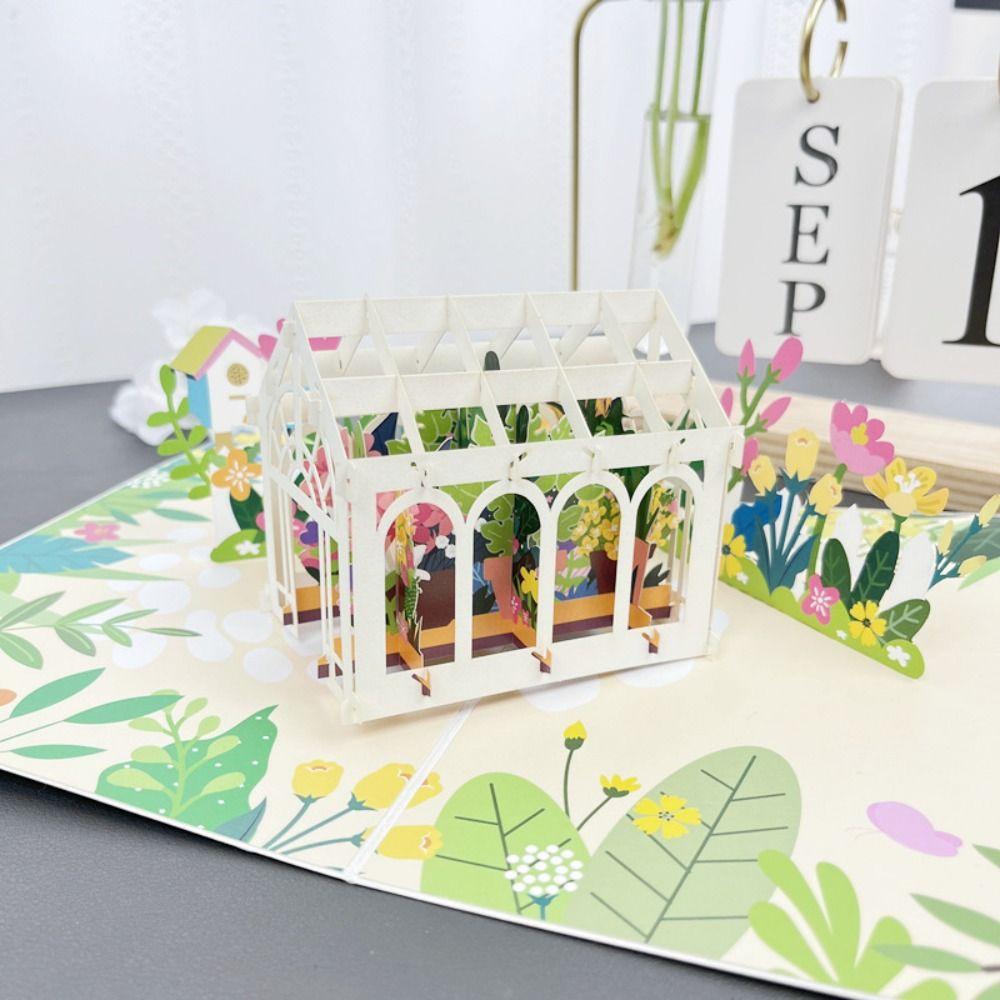 Foldable Holiday Greeting Card Paper Invitation Cards Creative Pop-Up Greeting Card  Mid-Autumn