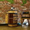 Wine Rack - Creative Cooper - Wooden Barrel with Doors, Alcohol Rack, 80x50 Cm, Burnt Pine Wood