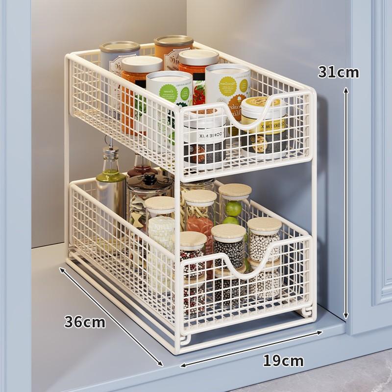 Pull-Out Cabinet Organizer Shelf Kitchen Sink Pantry Snacks Spices Storage Adjustable Multi-Layer Drawer Rack