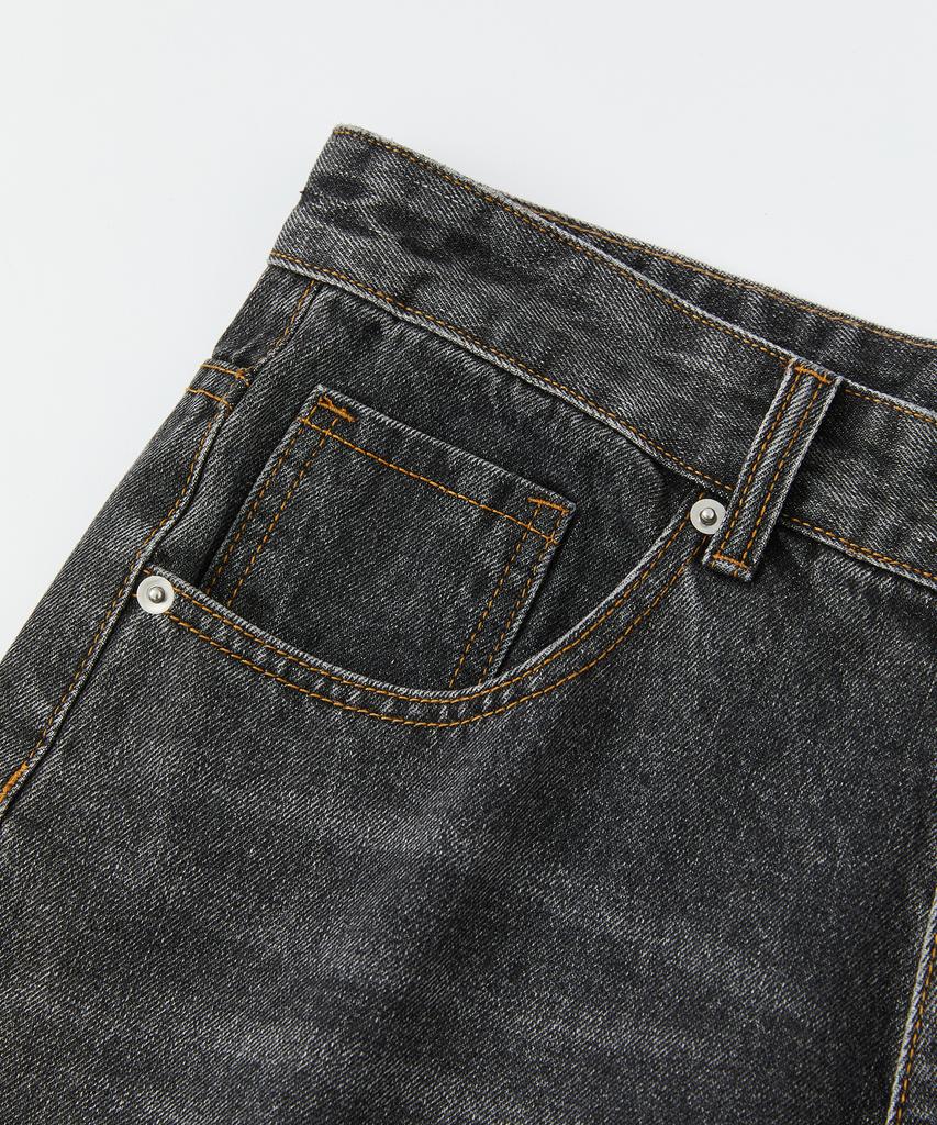 RAIMENT All Season Sand Washed Wide Denim Pants_Black Denim