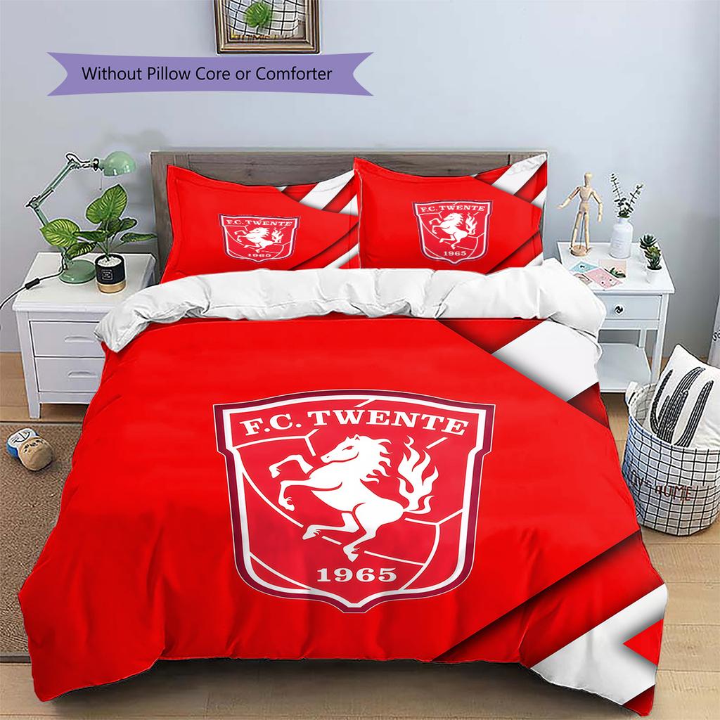 FC Twente Pattern Bedding Quilt Set  Home Decoration  Gift (1 * Duvet Cover + 2 * Pillowcase  Without Core).xwn