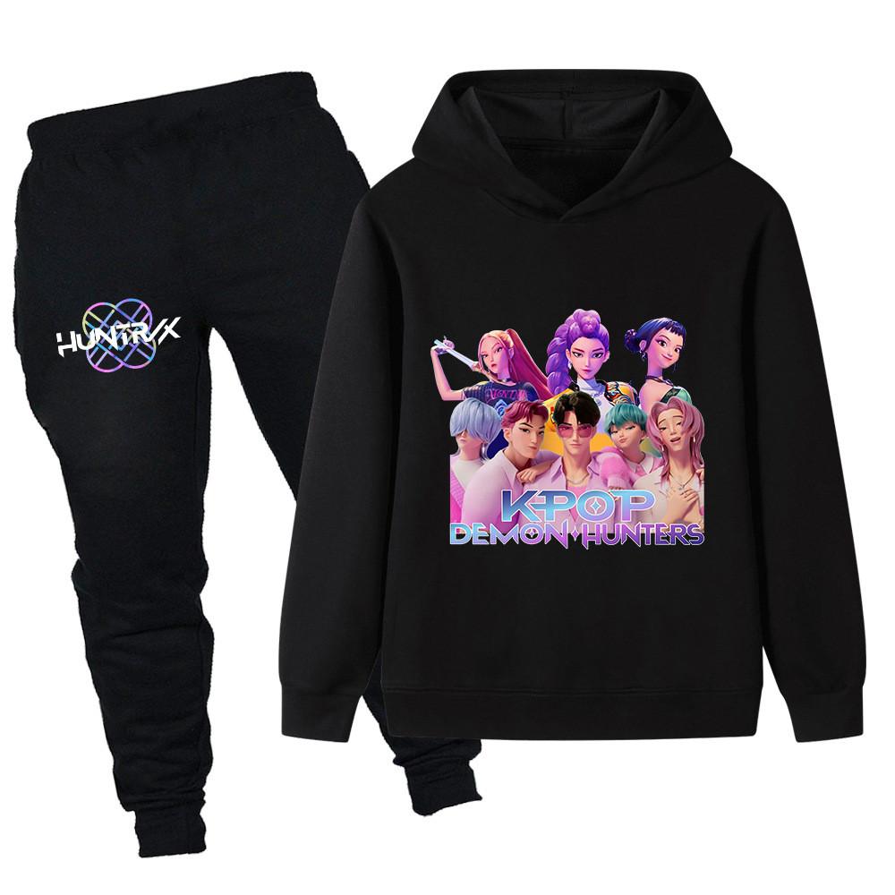 PB1204 Kids Boys Girls Kpop Mira Zoey Rumi Print Long Sleeves Hoodie Pants Trousers Clothes Sets