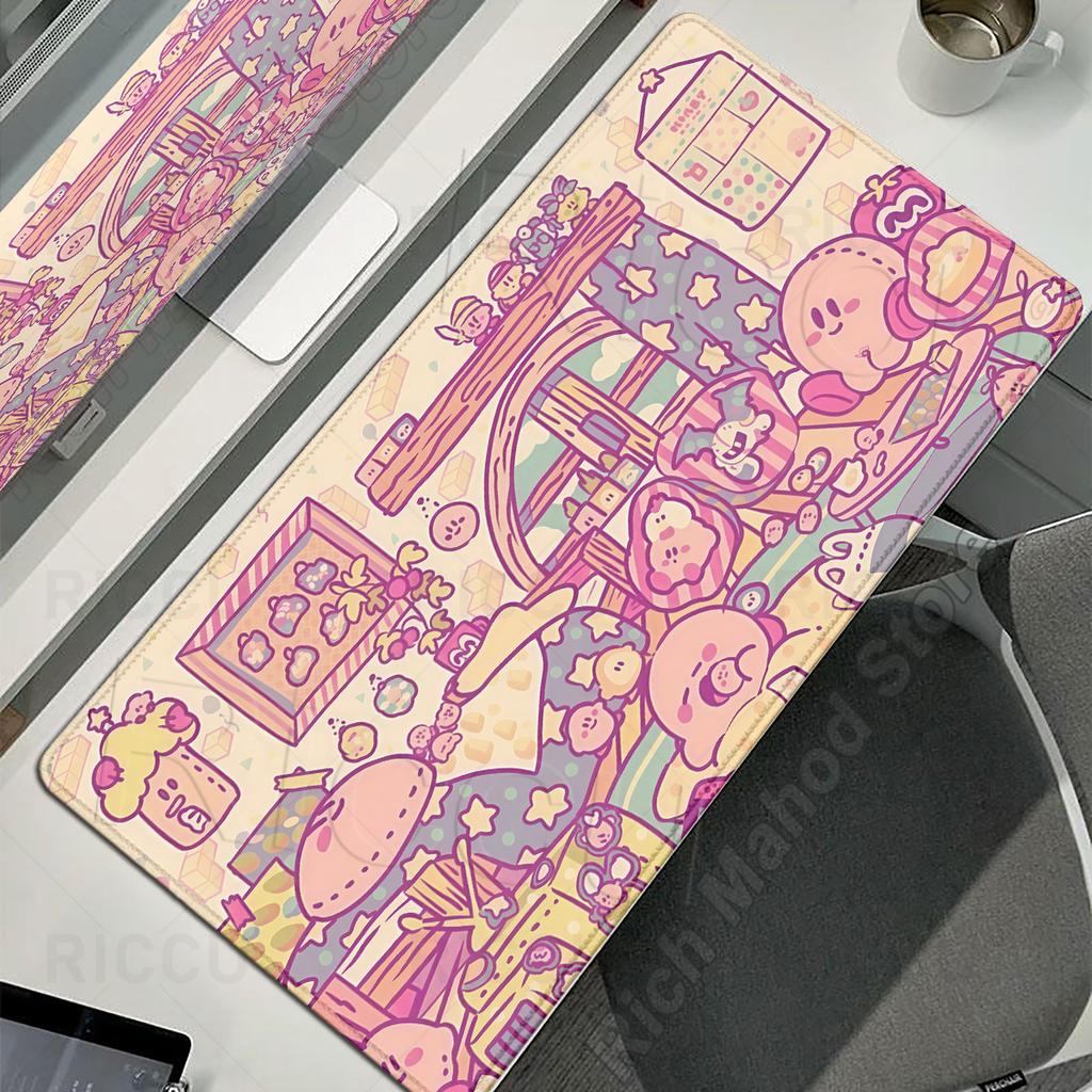 Tappetini per Mouse Laptop Esteso Pad Protettivo Tavolo da Gioco per Computer Tappetino da Scrivania Cartone Animato K-Kirby Accessori PC Tastiera Grande Antiscivolo Tappetino da Scrivania