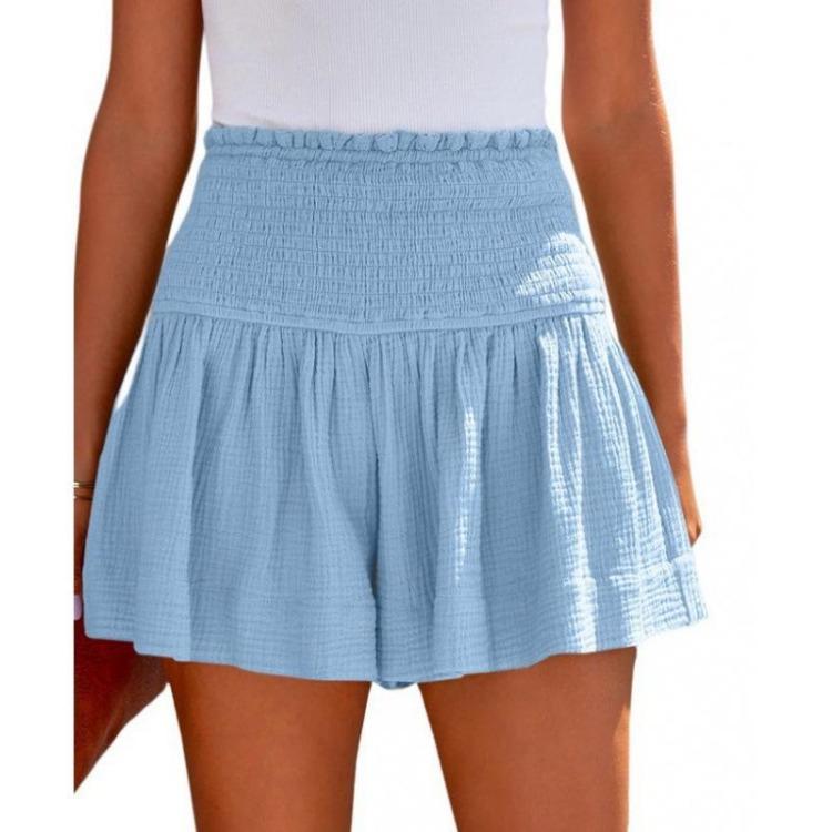 Elegant Women's Casual Summer Wide Leg Shorts Breathable Solid Color Large Size Ladies Fashion Shorts