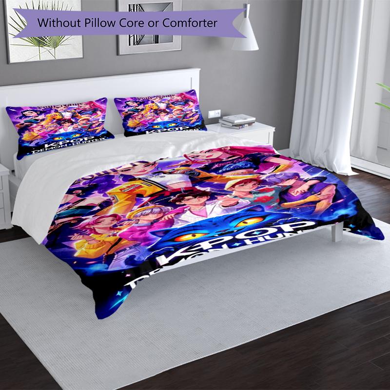 K-Pop Hunter Custom Name Text Print 1Pc Bedding Set Duvet Cover With Two Pillowcases Soft Bed Linen For Household Bedroom