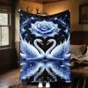 1pc Swan Love Outdoor Flannel Blanket Soft Warm All-Season Throw for Sofa Bed Car Camping Office, Cozy Gift Idea1192S