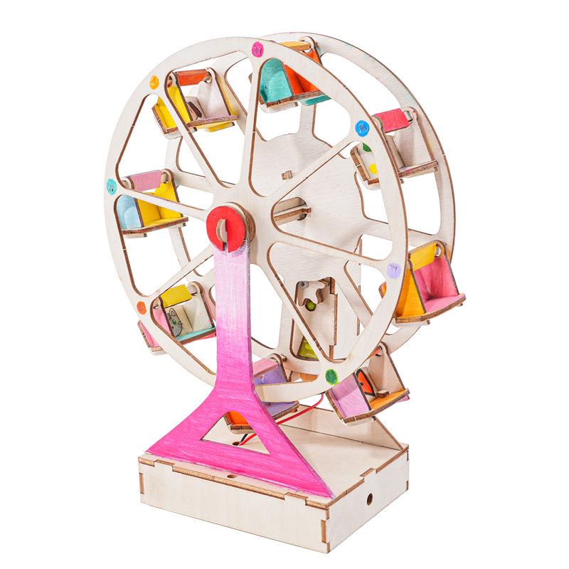 DIY Wooden Ferris Wheel Experiment Kit for Kids - Creative Craft with Interlocking Technology