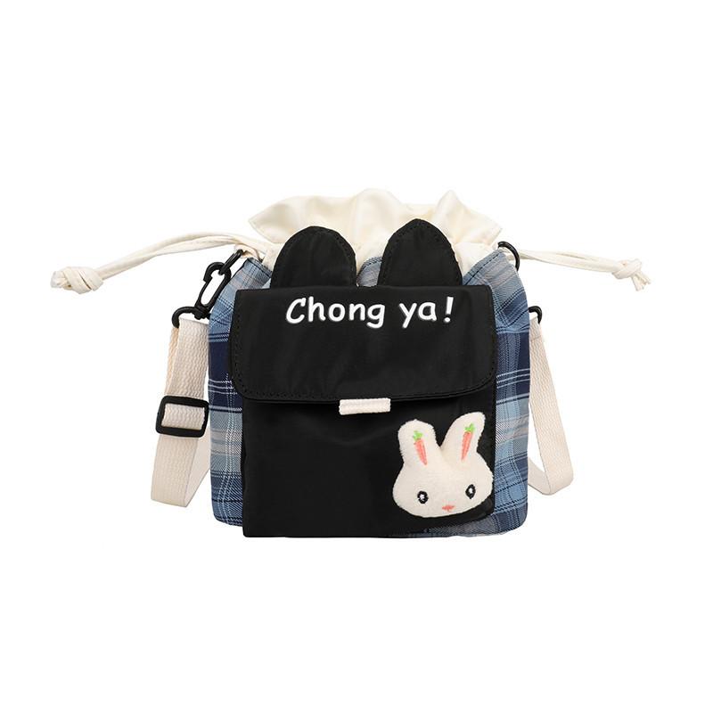 Cute little bag female, new trendy cartoon bucket bag literary student canvas bag shoulder messenger bag