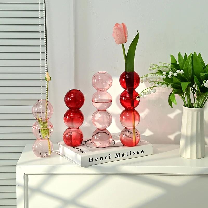 Glass Bubble Vase Flower Arrangements Vase Green Plants Hydrocuring Bottle Office Desk Ornaments Bubble Decorative Vase