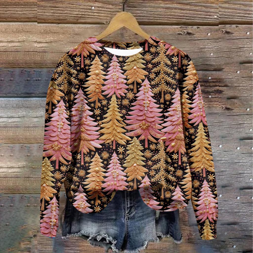 Women's top Christmas printed top printed top Autumn regular top Women's printed top