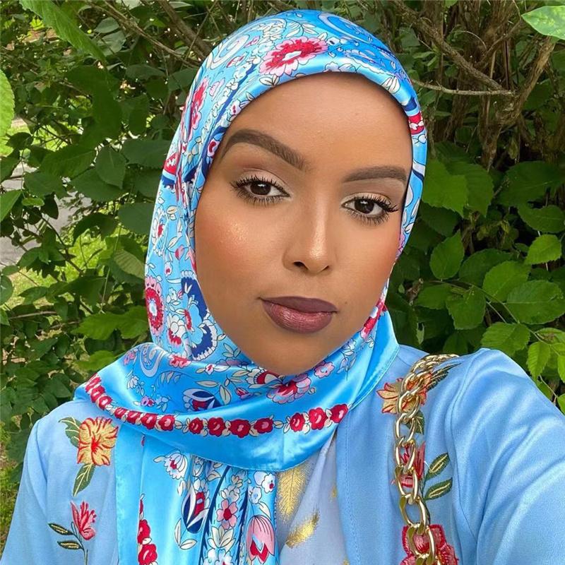 90*90cm Casualowa Moda Drukowana Flora Kwadratowe Szale Szaliki Satynowa Damska Chustka Apaszka Damska Opaska na Głowę