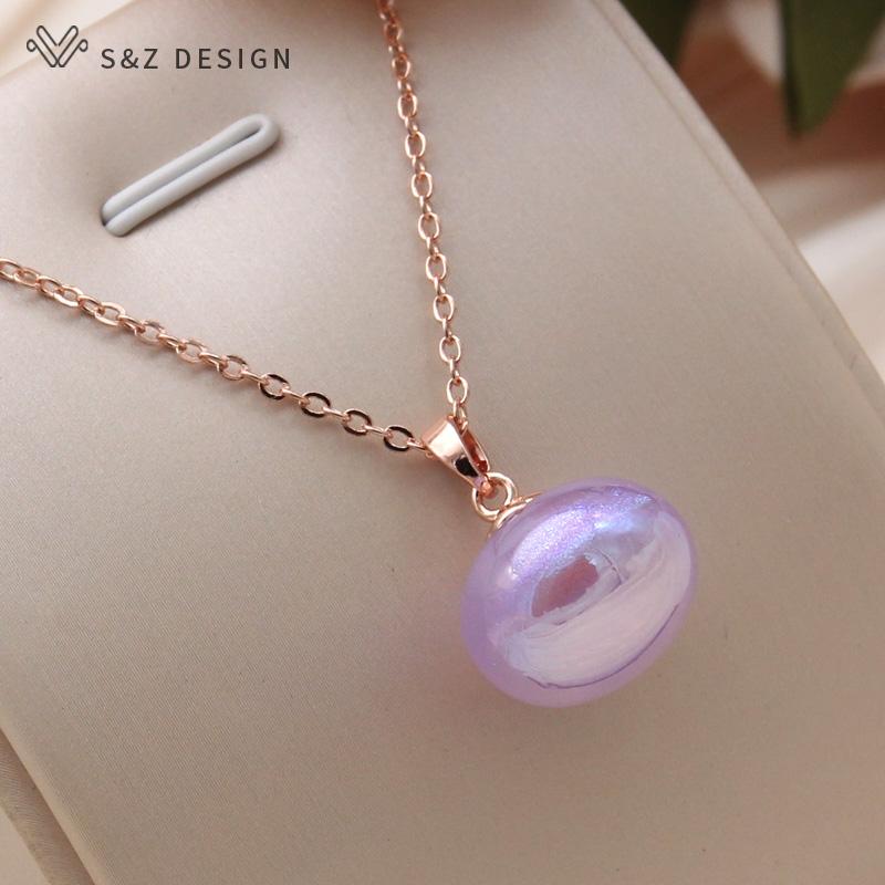 

Модные цветные бусины кулон ожерелье для женщин свадьба розовое золото цвет ключицы цепочка ювелирные изделия подарок