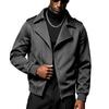 Mens Lapel Collar Motorcycle Jacket, Asymmetric Zipper Long Sleeve Casual Outerwear for Daily Wear