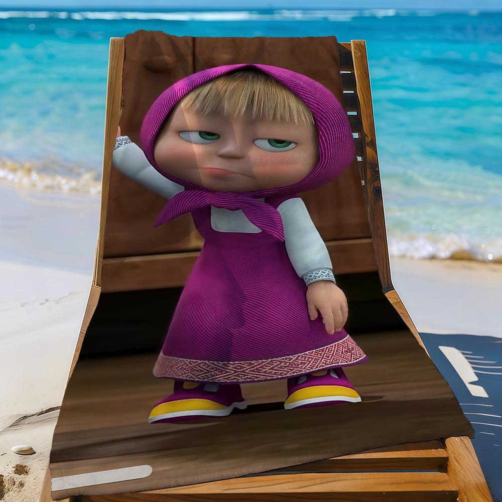 Cartoon M-Masha n the B-Bear-S Towel Sports Quick Dry Travel Camping Gear Sandproof Soft Light Large Beach Towel