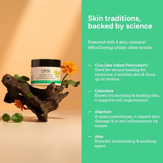 CITTA Cica Gesichtspeeling zur Entfernung von Bräune und abgestorbenen Hautzellen | Indiens 1. Peeling mit mattierter Textur für fettige und empfindliche Haut | Für Männer und Frauen | 50 g