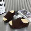 Fashion Flats Slippers Women Suede Fur Platform Shoes 2025 Trend New Fashion Flip Flops Slingback Winter Woman Slides Casual Zapatillas