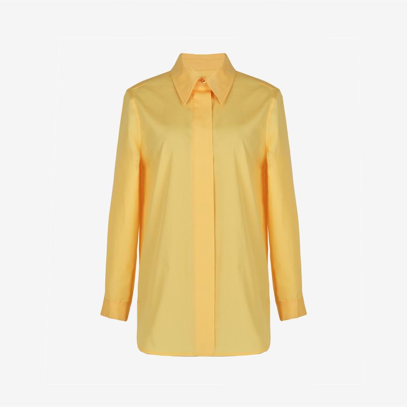 

Blue Rose Plus Size Women s High Stretch Cotton Mid Length Long Length Long Sleeves Shirt Early Autumn New Dark Placket Pointed Collar Shirt Yellow XL