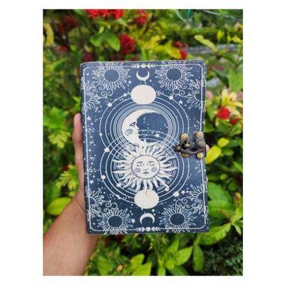 Sun and Moon Vintage Leather Journal Leather Sketchbook Book of Shadow, Sun and Moon Grimoire Gift for Him, Christmas Gift, Fathers Day Gift