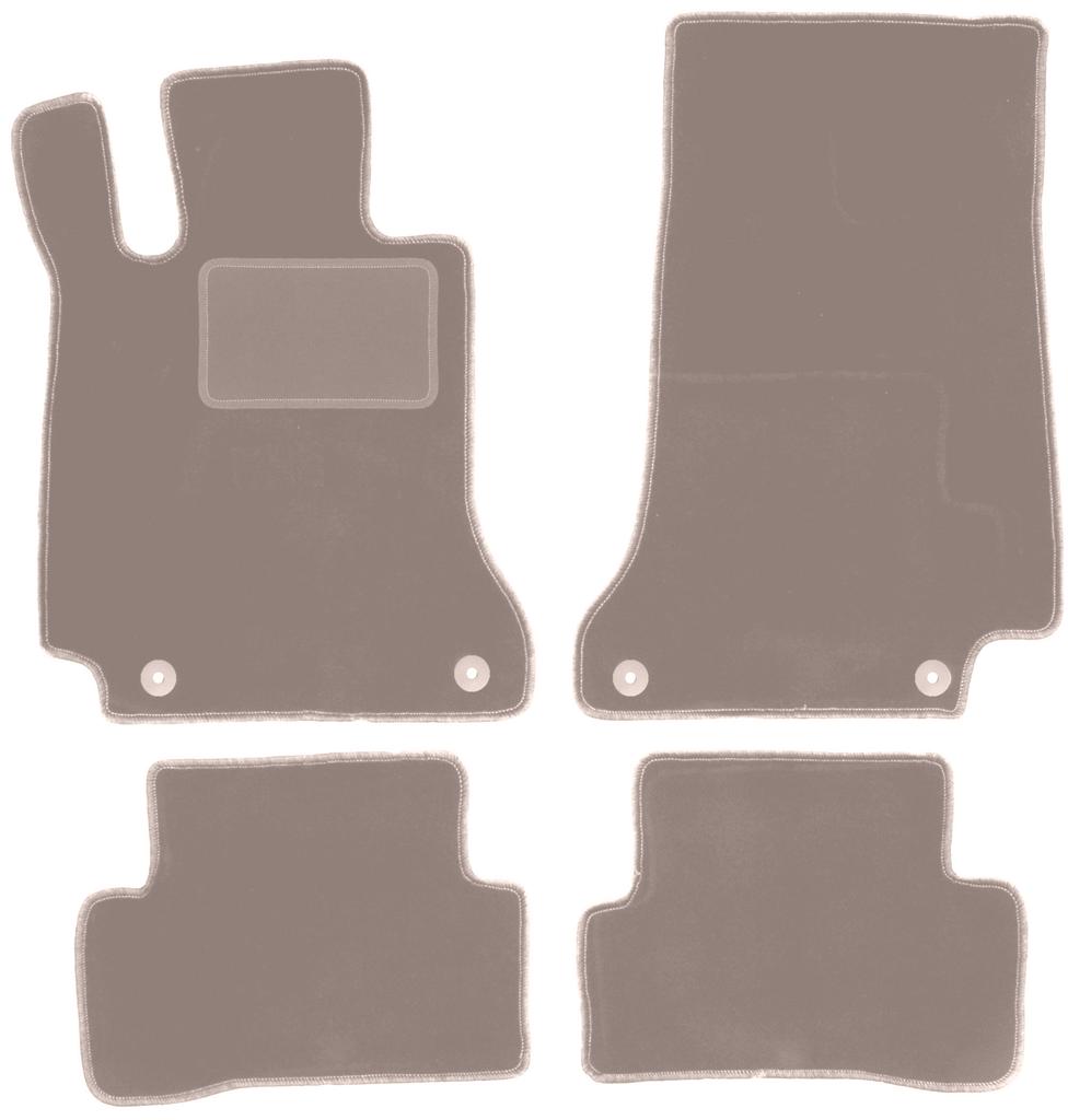 Beige Velours-Fußmatten für: Mercedes C W205 mit Fußstütze Kombi, Limousine (2015-)