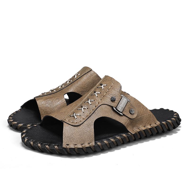 

Fashion Summer outdoor slippers Comfortable and retro flat bottomed design Daily beach walking plus size 38-48 Casual adult shoes 48 коричневый