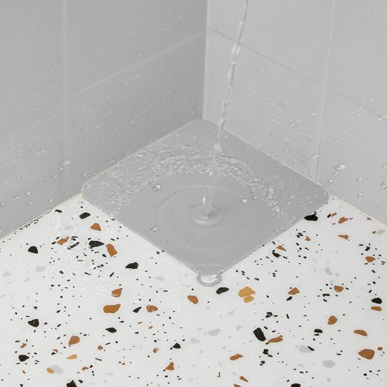 Copertura Quadrata per Scarico a Pavimento con Anello di Sospensione, Tappo Universale in Silicone per Doccia e Vasca da Bagno, Tappetino Deodorante Anti-Odore per Scarico Bagno Cucina Lavanderia