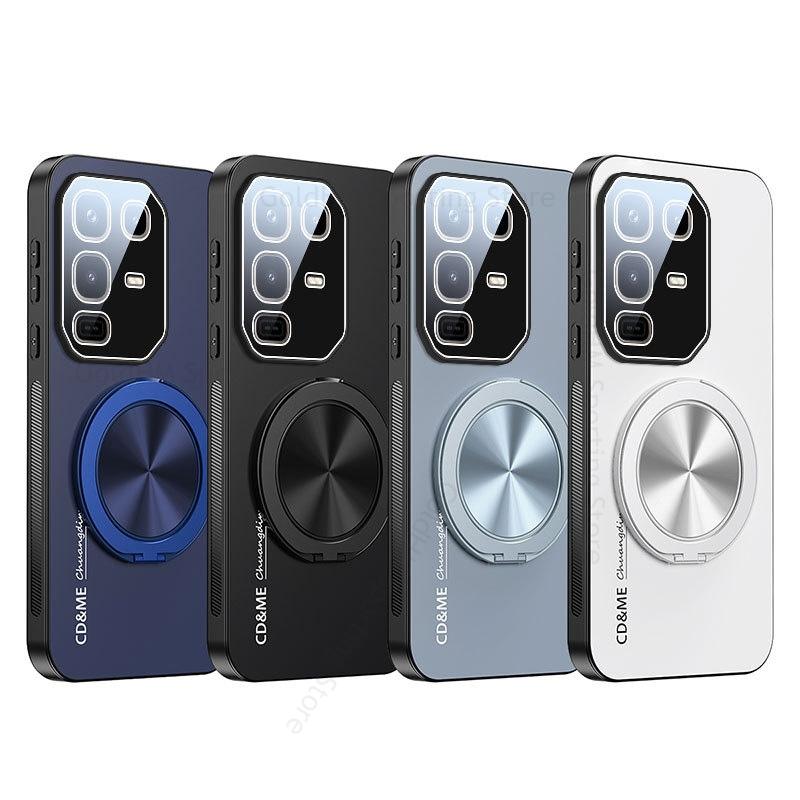 Cases For Infinix Note 50 Pro 360° Magnetic Ring Stand Matte Phone Case For INFINIX Hot 50 Pro Plus Lens Film Kickstand Cover For Tecno Camon 40 Pro