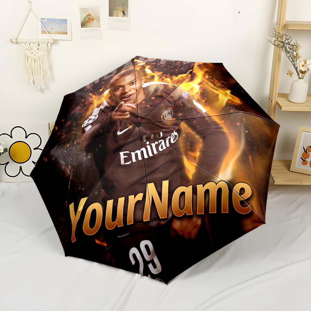 Mbappe Customized Name Umbrella Compact Travel Automatic Umbrella Retractable Design with 8-Rib Durability Compact Design