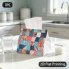 1pc Tissue Box, Modern Folk Patchwork Squares Vibrant Warmth Pattern, 2D Flat Printing, Keeps Dust Out, Easy To Carry, Tissue Bag, for Coffee Shops, 2