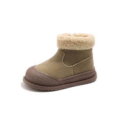 Unisex Kids Warm Fleece Lined Solid Short Ankle Winter Boots For Boys And Girls