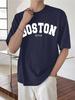 Herren Halbarm Rundhals Baumwollmischung Grafikdruck Oversized T-Shirt für Mann