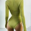 Slim High Neck Long Sleeved Jumpsuit for Women In Autumn and Winter Solid Color Versatile T-shirt Base Sexy Top