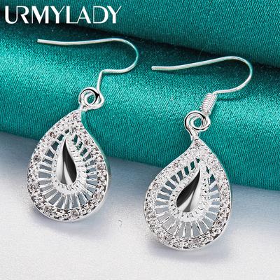 925 Sterling Silver Water Drop Earrings For Women Fashion Charm Jewelry