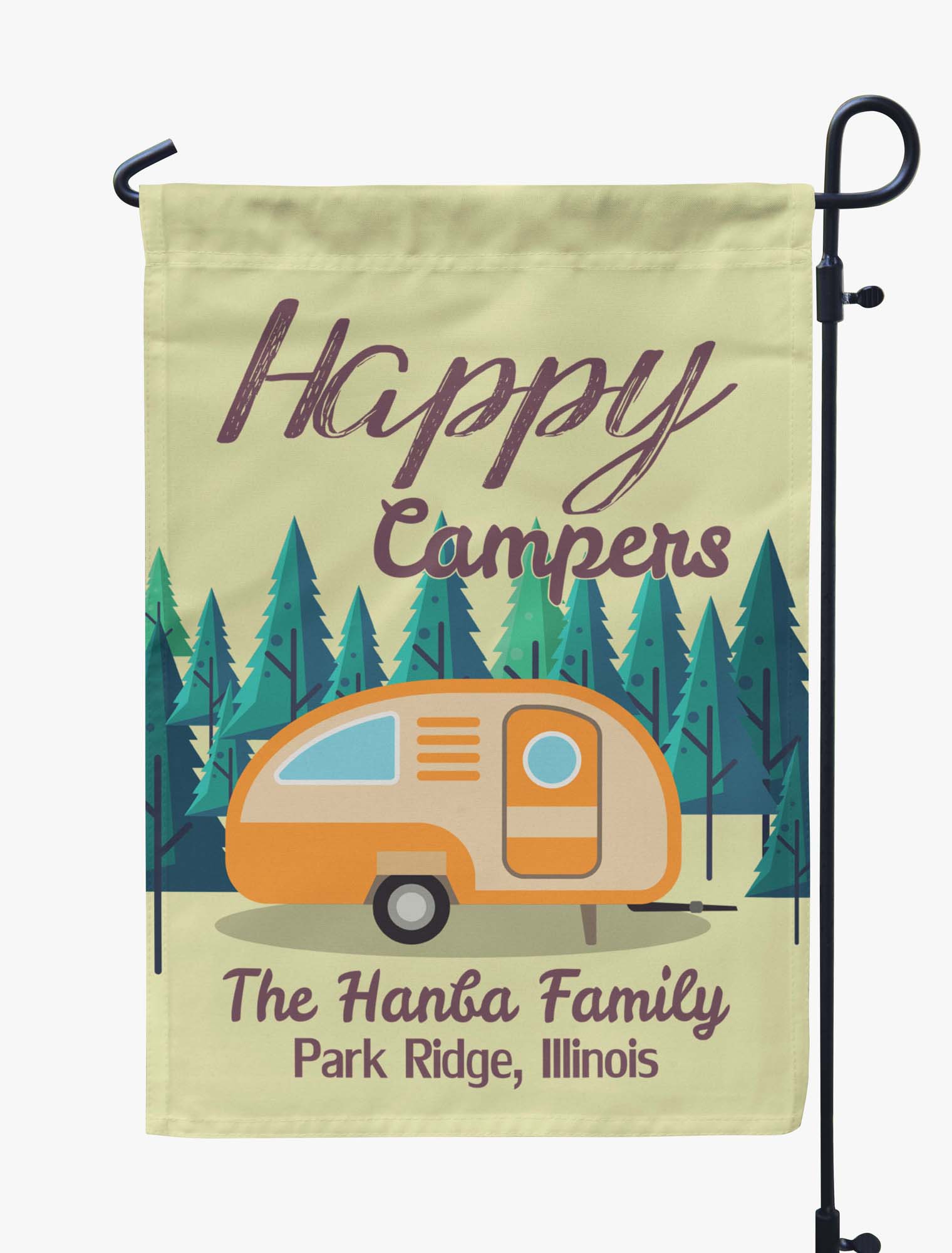 

Printtoo Tan Happy Campers Retro Camp Trailer CampingA FlagA Custom Personalized CampingA FlagsA For Campers Double Sided 12.5 x 18 Inches дубильная кора