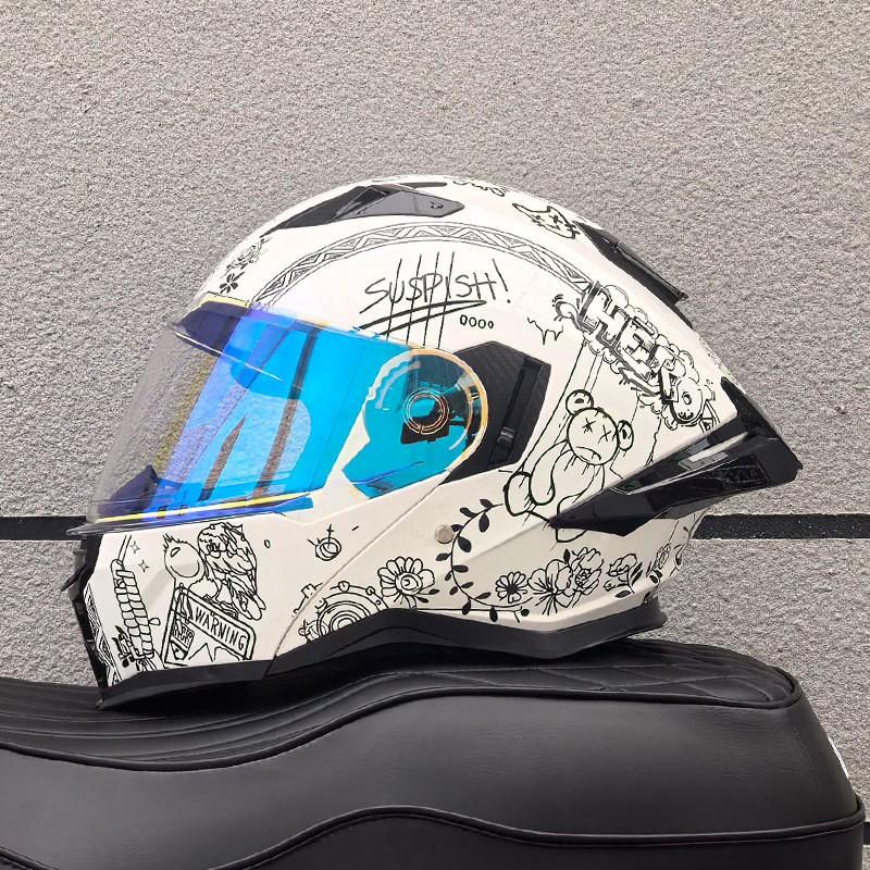 DOT ECE Certified Full Face Motorcycle Helmet Men Women ABS Shell Flip-Up Visor All-Season Use