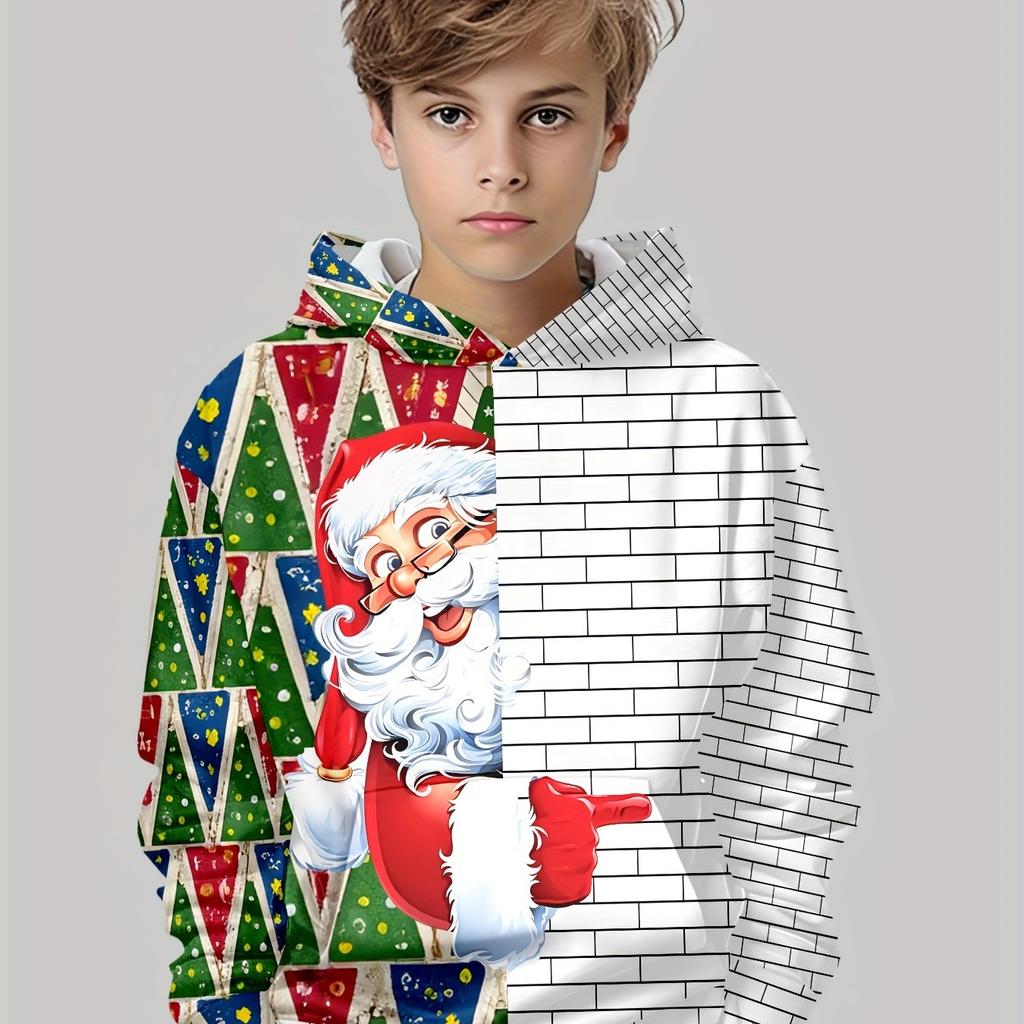 Roupas Infantis Moletons de Manga Comprida com Estampa 3D de Natal Atmosfera Festiva Roupas de Menina Roupas Infantis de Primavera Outono Roupas de Menino
