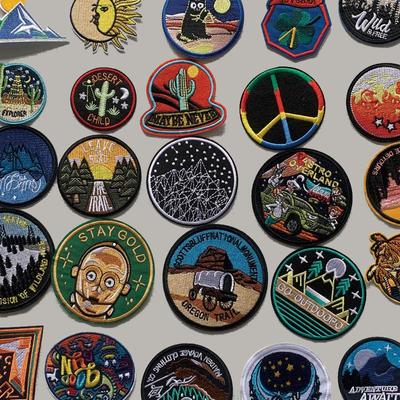 Embroidery Fusible Sewing Clothing Badges Patches Landscape Desert Forest Punk Patch DIY Heat Transfer Stickers New Garment Accessory Fashion