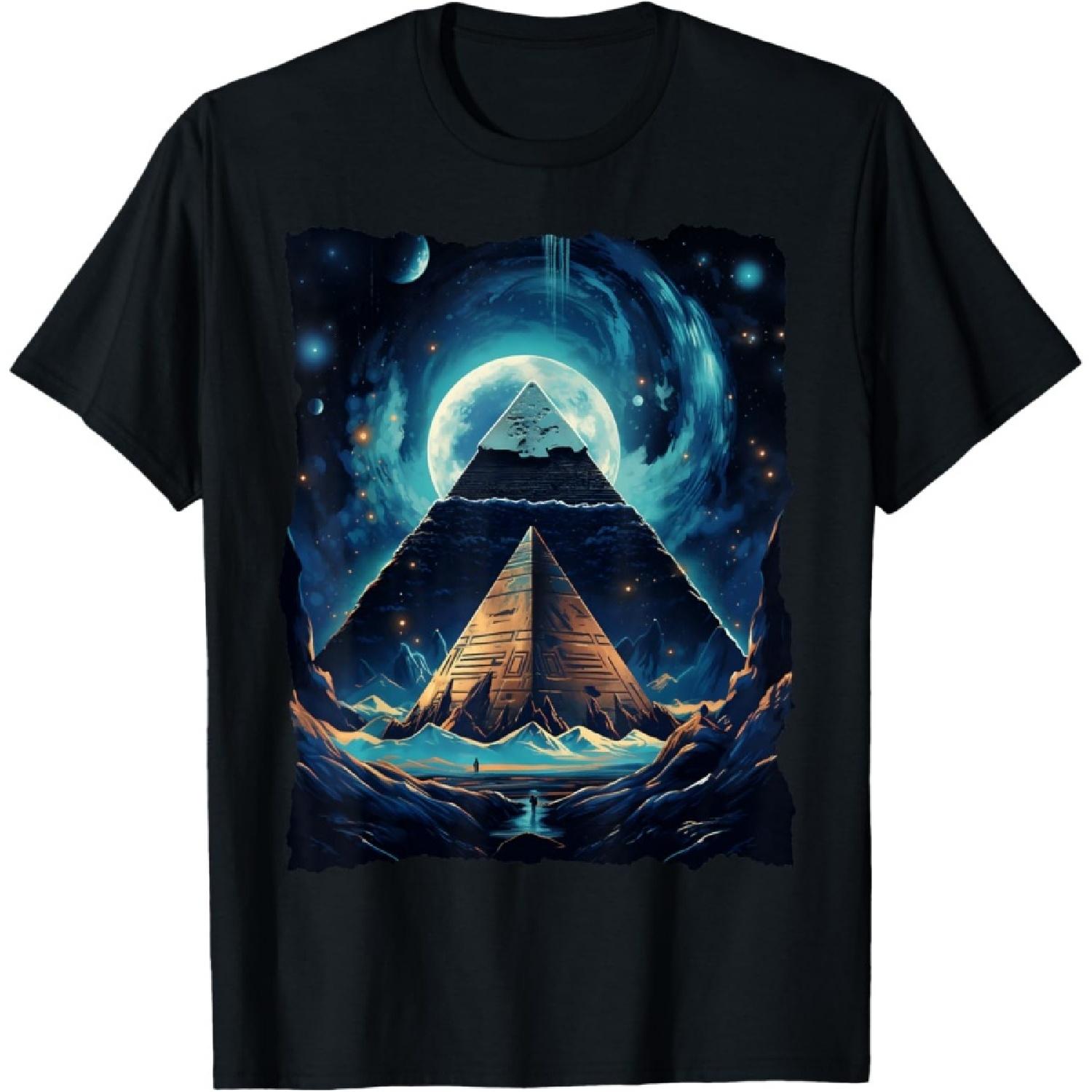 Egyptian Pyramids Ankh Eye Of Horus Blue Ancient Egypt T-Shirt S