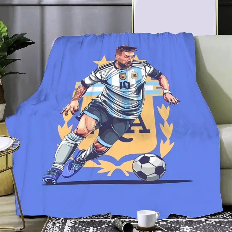 Football Star Printed Picnic Blankets R-ronaldo M-Messis Warm Blanket Soft and Comfortable Blanket Home Travel Birthday Gift