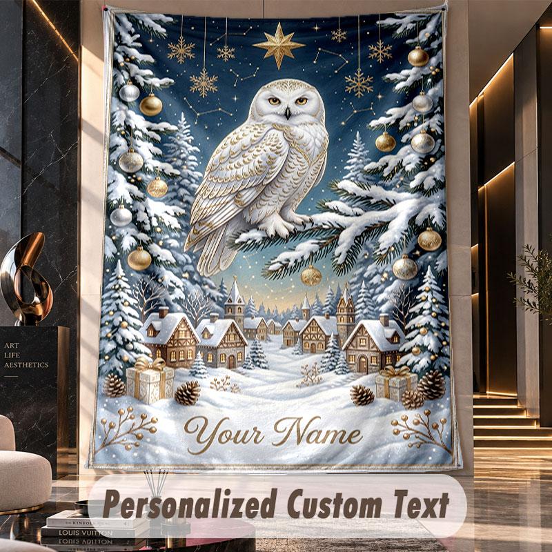 Owl Birds (220) Theme Custom Tapestry Personalized Custom Name Text Wall Hanging Tapestry Home Decor Background Cloth